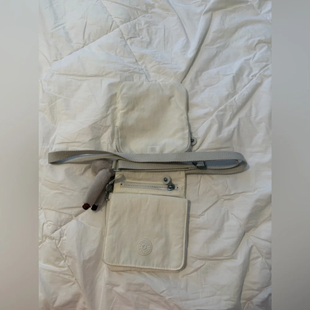 Kipling White  Nylon Crossbody Bag Adjustable Strap - Picture 5 of 8